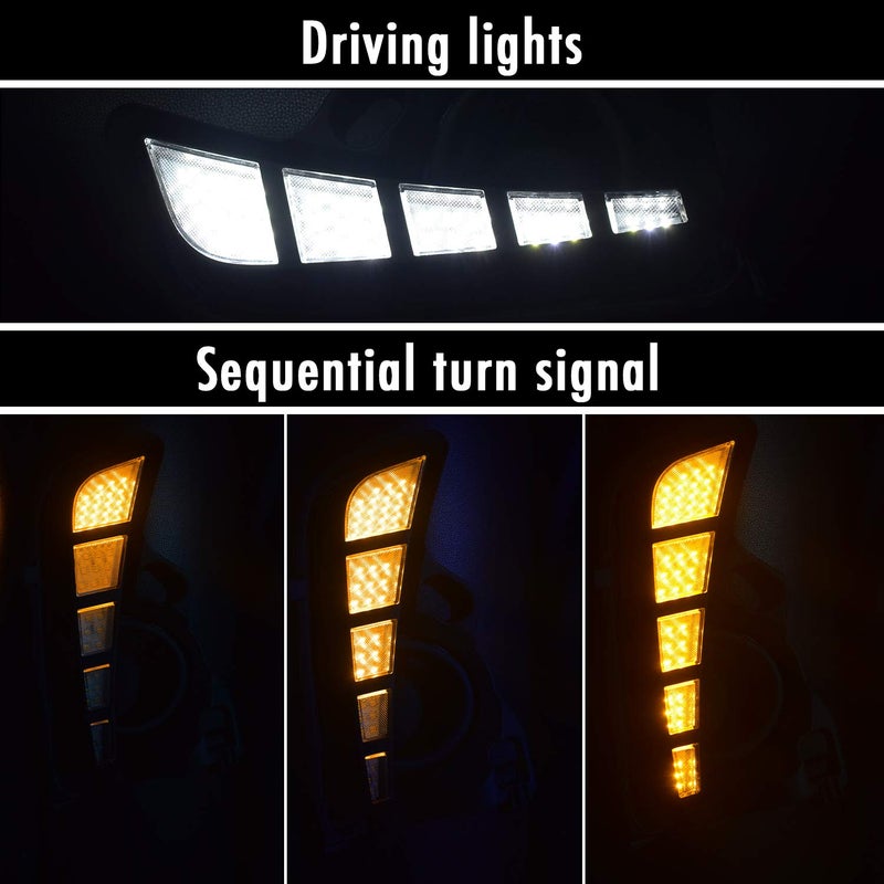 GEEGEETOP Switchback White/Amber LED Front Fog Daytime Sequential Running Lamp Flash LED Turn Signal Feature Fit For 2017 2018 2019 Toyota Highlander - Image 3